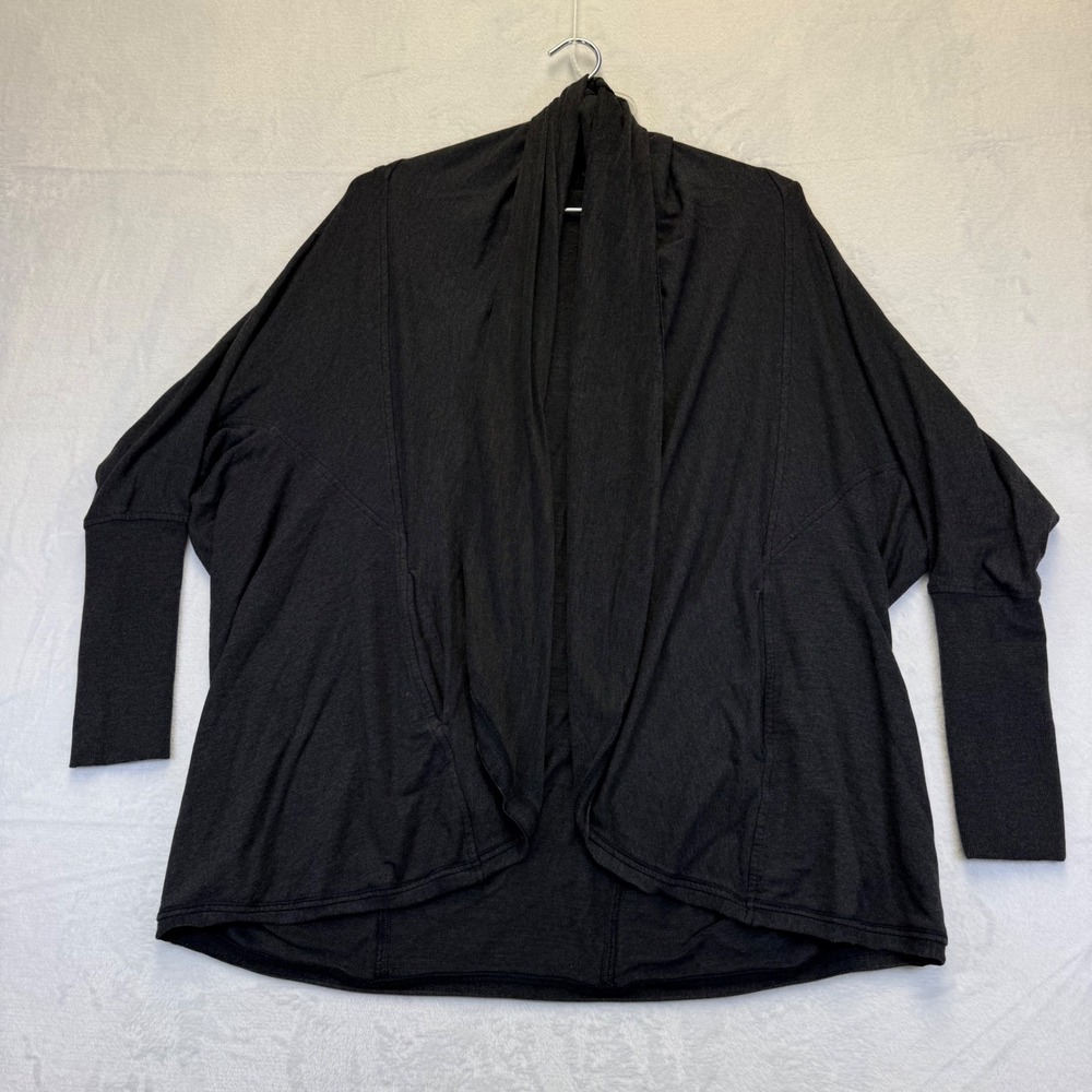 Lululemon Savasana Water Wrap Cardigan Heathered Black Gray Size 4 Pockets READ